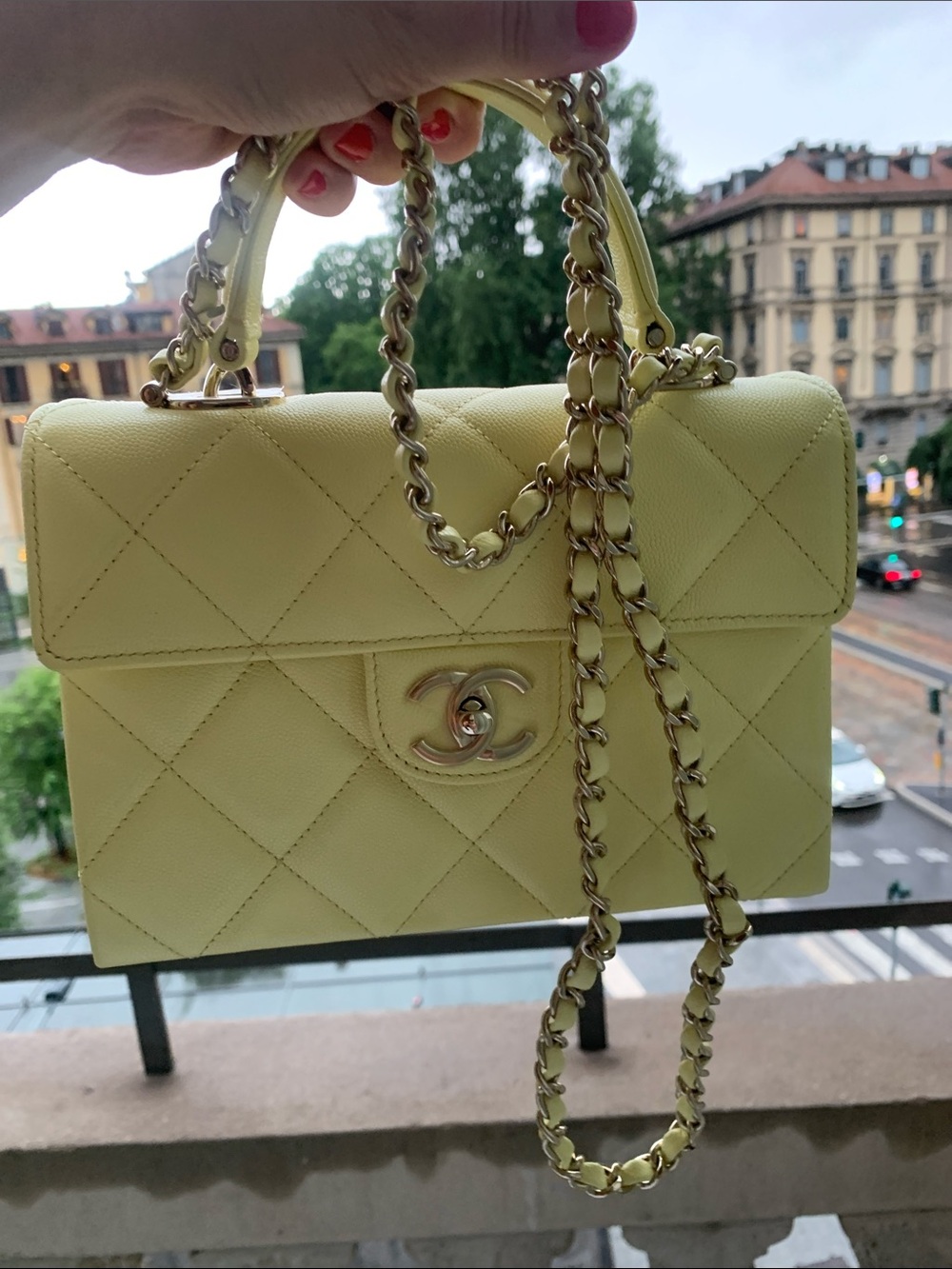 Sold out limited edition this season collection authentic Chanel lemon 🍋 purse.